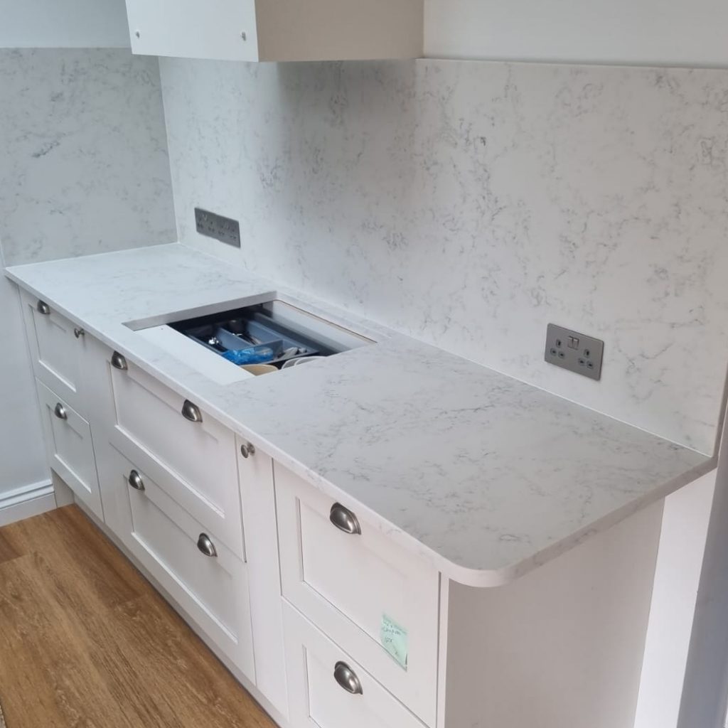30mm carrara satin quartz matt finish